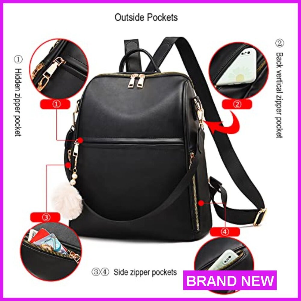 PU Leather Waterproof Backpack Purse Casual Travel Cute Shoulder Bag Women - Picture 5 of 6